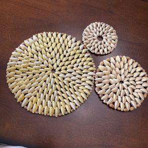 Natural shell hot pot holder place set 3 pcs